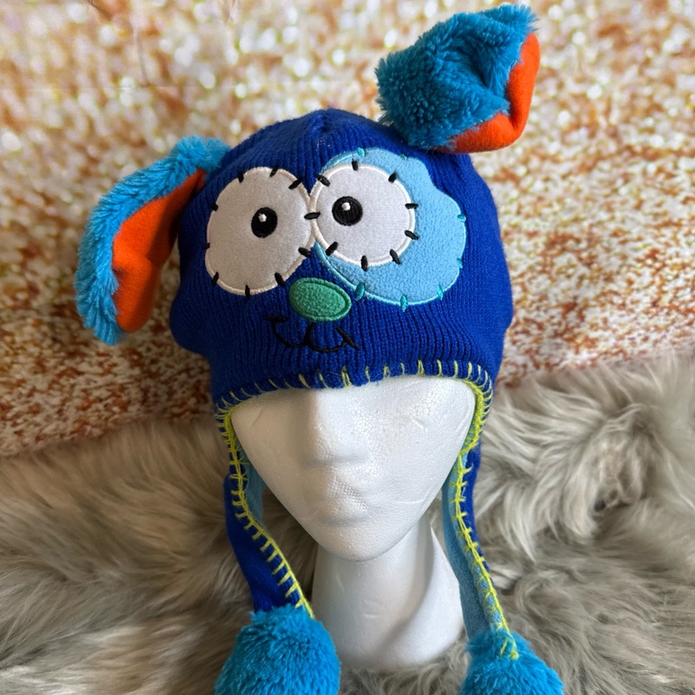 FLIPEEZ Hat Toddler 2T-4T Cartoon Blue Puppy Action Earflap Beanie